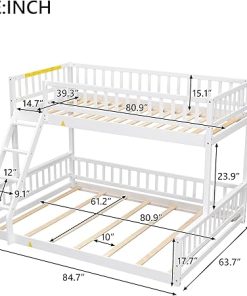 Harper Bright Designs Twin XL Over Queen Bunk Bed with Ladder and Guardrails 2