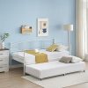 Garvee Twin Metal Daybed with Trundle White Steel Frame Easy Assembly