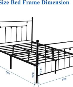 VECELO Full Size Metal Platform Bed Frame with Headboard in Black 2