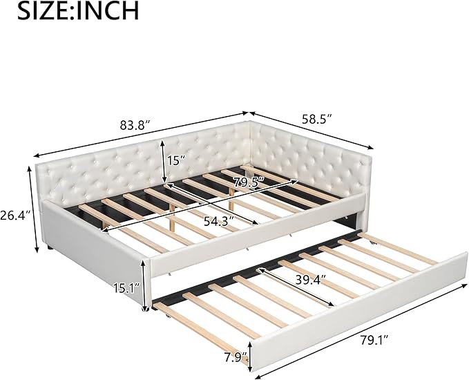 Merax Full XL Daybed with Twin XL Trundle and Solid Wood Frame 2 Merax Full XL Daybed with Twin XL Trundle and Solid Wood Frame - Image 2
