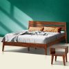 Queen Size Wood Bed Frame with Storage Drawers No Box Spring Needed 3
