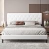 AMERLIFE King Size Solid Wood Platform Bed Frame Easy Assembly Walnut 4