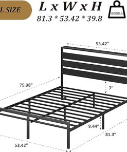 Heavy Duty Full Bed Frame with Headboard and Charging Station Black 2
