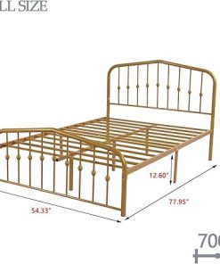 Metal Platform Bed Frame with Victorian Headboard and Underbed Storage 2