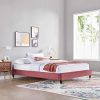 Modway Harlow Queen Velvet Platform Bed Frame in Dusty Rose