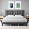 VECELO Full Size Platform Bed Frame with Wood Headboard in Brown 4 VECELO Full Size Platform Bed Frame with Wood Headboard in Brown 4
