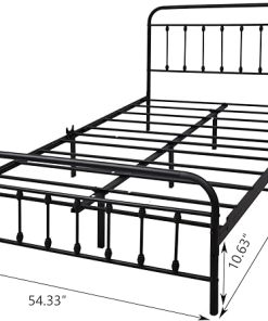 Full Size Metal Bed Frame with Headboard and Footboard in Black 2