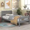 Pvillez Wood Twin Bed Frames with Headboard and Footboard Kids Bedframes Platform with Storage for Girls Boy No Box Spring Needed (Gray)