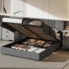Upholstered Queen Bed Frame Modern Design Soft Cream Easy Assembly 4