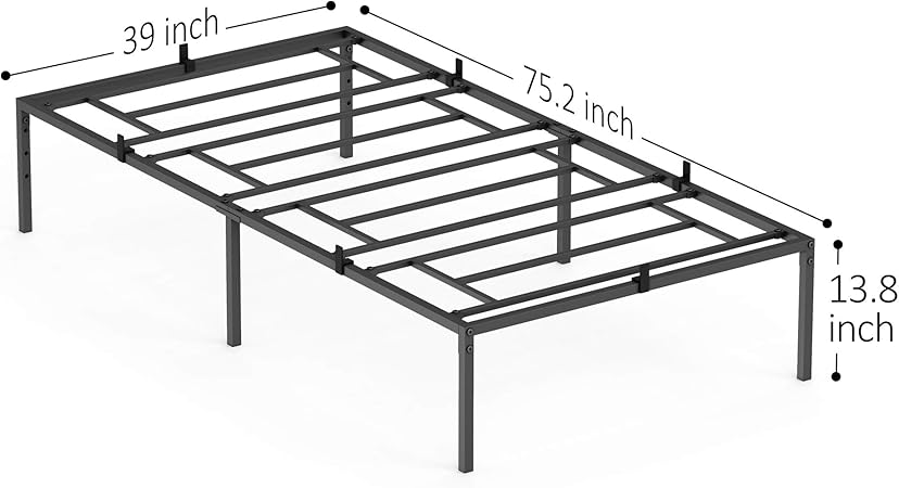 Heavy Duty Twin Metal Bed Frame with Steel Support Easy Assembly 2 Heavy Duty Twin Metal Bed Frame with Steel Support Easy Assembly - Image 2