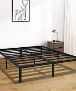 Full Bed Frame with Storage Heavy Duty Steel Slat Support Essential