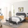 Full Size Upholstered Bed Frame with Headboard Easy Assembly Grey 4