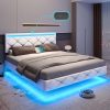 Queen Metal Platform Bed Frame with Large Storage Easy Assembly Black 4