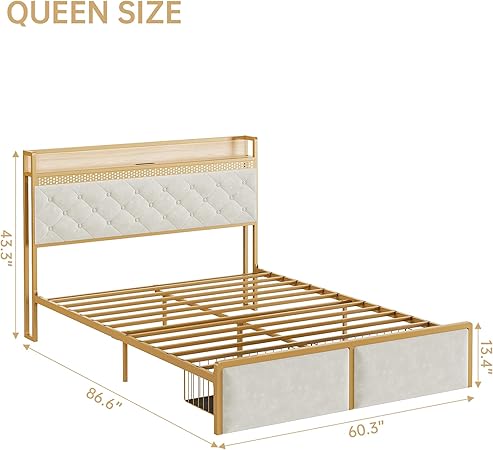 Led Bed Frame with Headboard and Storage Drawers Queen Size 2 Led Bed Frame with Headboard and Storage Drawers Queen Size - Image 2