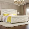 Modern Grey Linen Bed Frame with Crystals and 4 Storage Drawers 4