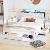 Fameill Queen Bed Frame with Storage Headboard and LED Lights Beige