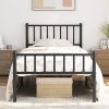 Yaheetech Twin Metal Bed Frame with Spindle Headboard and Storage