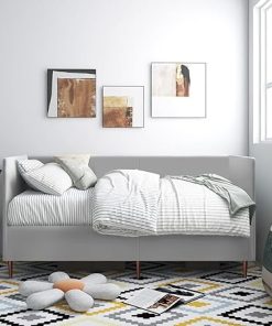 GOFLAME Twin Size Upholstered Daybed Frame with Sturdy Support Grey