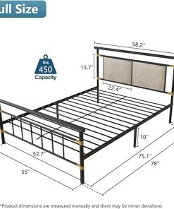Sturdy Gold Full Metal Bed Frame with Headboard and Under Bed Storage 2