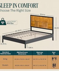 Mid Century Queen Bed Frame with Headboard and Fluted Design 2
