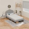 PayLessHere Twin Upholstered Platform Bed Frame with Headboard