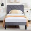 Queen Upholstered Bed Frame with Storage Drawers and Twin XL Trundle 4