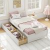 Full Size Bed Frame with Storage Drawers and Metal Support Vintage Brown 4