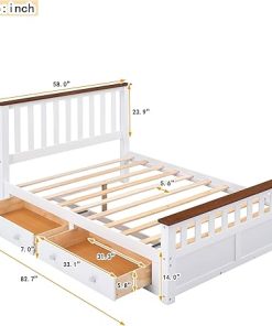 Harper Bright Solid Wood Full Size Bed Frame with Storage Drawers 2