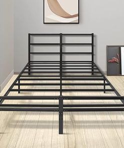 King Size Platform Bed Frame with Storage Heavy Duty Steel Slat Support