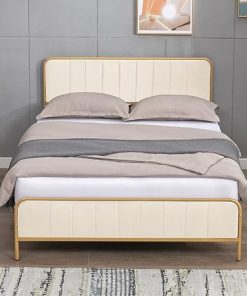 Cal King Velvet Bed Frame with Headboard – Easy Assembly, Heavy Duty