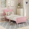 Harper Bright Twin Bed Frame with Headboard and Footboard in Pink