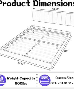 White Queen Bed Frame with Wall-Mounted Headboard and LED Lights 2