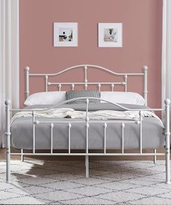 VECELO Full Size Bed Frame with Headboard and Footboard White