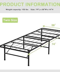 14 Inch Twin Metal Bed Frame Foldable Easy Assembly with Storage 2