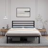 Full Size Floating Bed Frame with LED and Charging Station Black 3