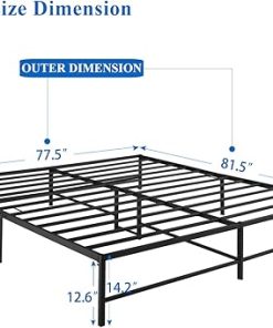 VECELO 14 Inch Metal Bed Frame No Box Spring Mattress Foundation King 2