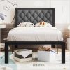 Yaheetech Twin Bed Frame Set Metal Victorian Style with Storage White 4