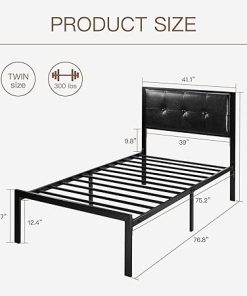 Twin Metal Platform Bed Frame Heavy Duty Steel Slats No Box Spring 2