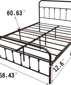 Metal Queen Bed Frame with Headboard, Footboard and Under Storage 2