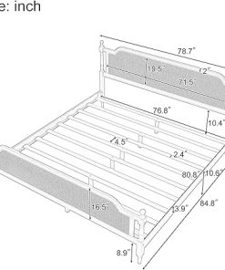 King Size Rattan Bed Frame with Headboard and Footboard in Walnut 2