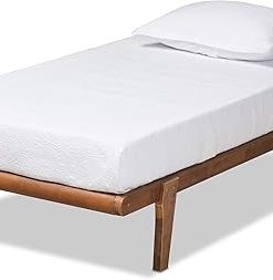 Mid-Century Modern Walnut Twin Size Bed Frame by Baxton Studio 2