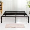 Full Size Bed Frame with LED Lights and Storage Shelves in Black 4