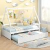 DNYN Full Size Upholstered Bed with Trundle and Drawers in Gray 3