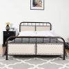 Giantex Full Size Metal Bed Frame with Upholstered Headboard in Chocolate