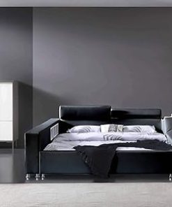 Modern Upholstered Bed Frame with Adjustable Headboard and Storage