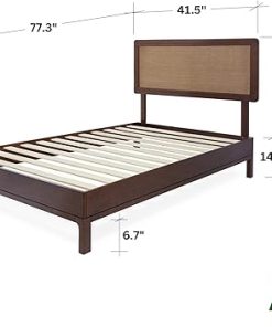 14 Inch Rustic Bohemian Bed Frame with Adjustable Headboard Twin 2