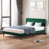 Fabric Upholstered King Queen Full Size Bed Frame with Tufted Headboard