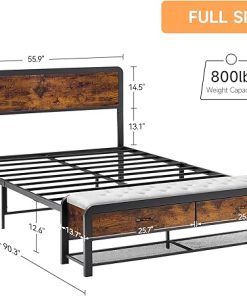 Idealhouse Full Size Bed Frame with Headboard and 2 Storage Drawers 2