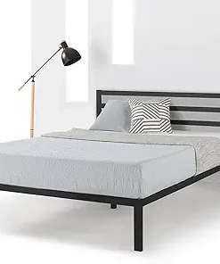 Mellow 14 Inch Heavy Duty Metal Platform Bed with Headboard Full Black 2