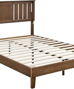 Queen Size Solid Wood Platform Bed with Adjustable Headboard 2